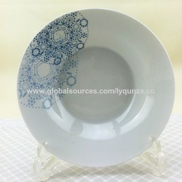China Wholesale new bone white porcelain soup plates with bule ... China Wholesale new bone white porcelain soup plates with bule ...