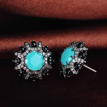 China Destiny Blue Snowflake Fashion Nickel Free Stud Earrings China Destiny Blue Snowflake Fashion Nickel Free Stud Earrings Embellished With Crystal For Christmas Gift