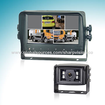 Mobile Camera System with 7-inch Digital Color LCD Quad Monitor with VGA Input and Mobile Camera