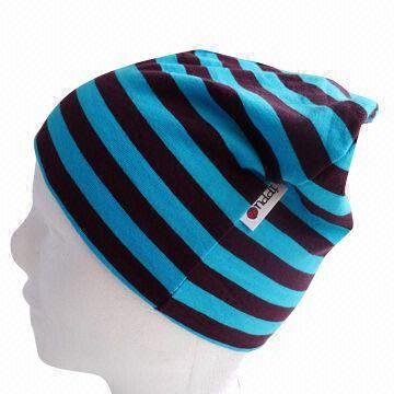 name hat, beanie Cotton customized logos hat origin  are   stripes, beanie aquamarine/chocolate