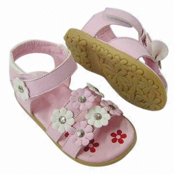 BabyInfantPU Sandals with TPR Sole and Flower Design
