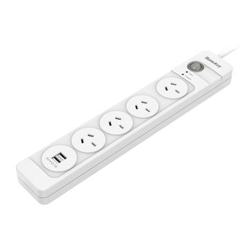 Australian Standard Power Strip with Two USB Ports and 210 Joules Surge Protection