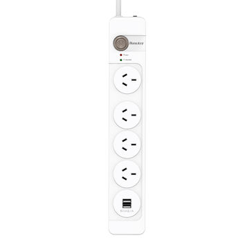 Universal Power Strip with 3 Sockets and Surge Protection