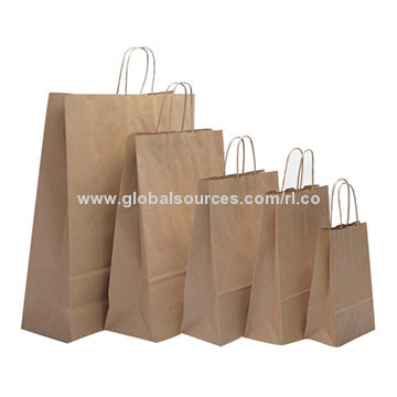 Buy Wholesale China Brown Kraft Twisted Handle Paper Carrier Bags