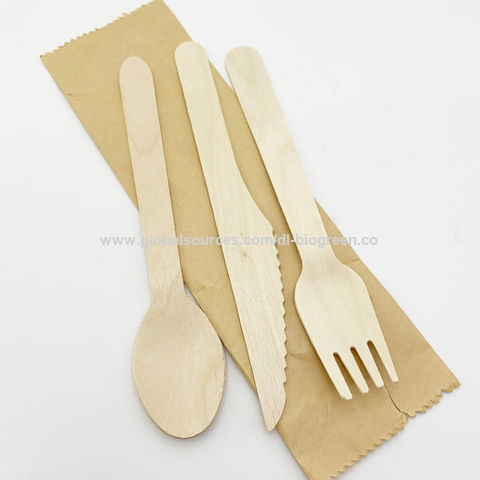 China Biodegradable Cutlery Set Wooden Spoon Forks Knives Wooden