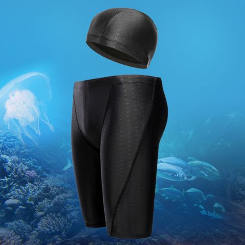 Men Shark Skin Water Repellent Swim Jammers Professional Competitive