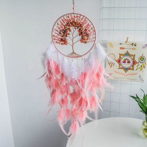 Dropshipping Handmade Hanging Rose Amethyst Crystal Dreamcatcher Tree