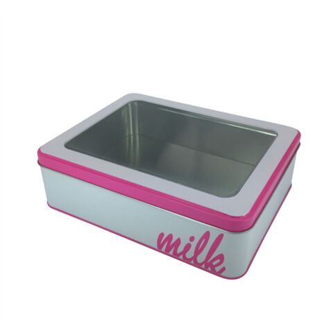 Custom Printed Food Safe Cake Tin Box With Window Jx Cake Tin Box With