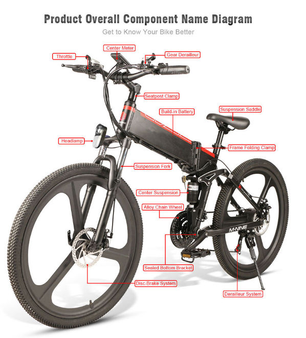 China V V Lithium Battery Emtb Mountain E Bike Eff Fat Folding