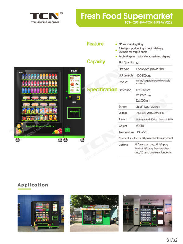 China Tcn Healthy Fresh Vegetables Salad Fruit Vending Machine With