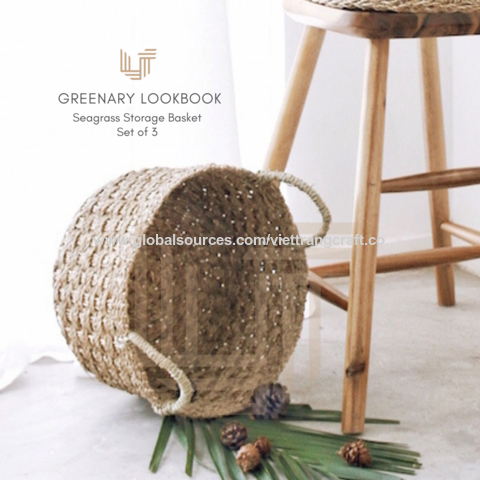 Vietnam Wholesale Round Seagrass Storage Basket Made In Vietnam On