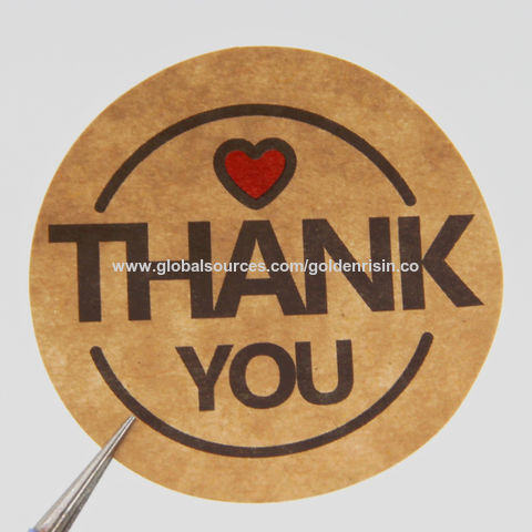 China Custom Kraft Paper Thank You Label Sticker For Gifts On Global