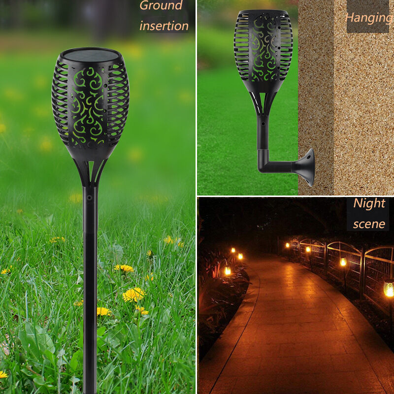 Compre Lámparas De Llama Solares Led Pathway Garden Light Outdoor Ip65