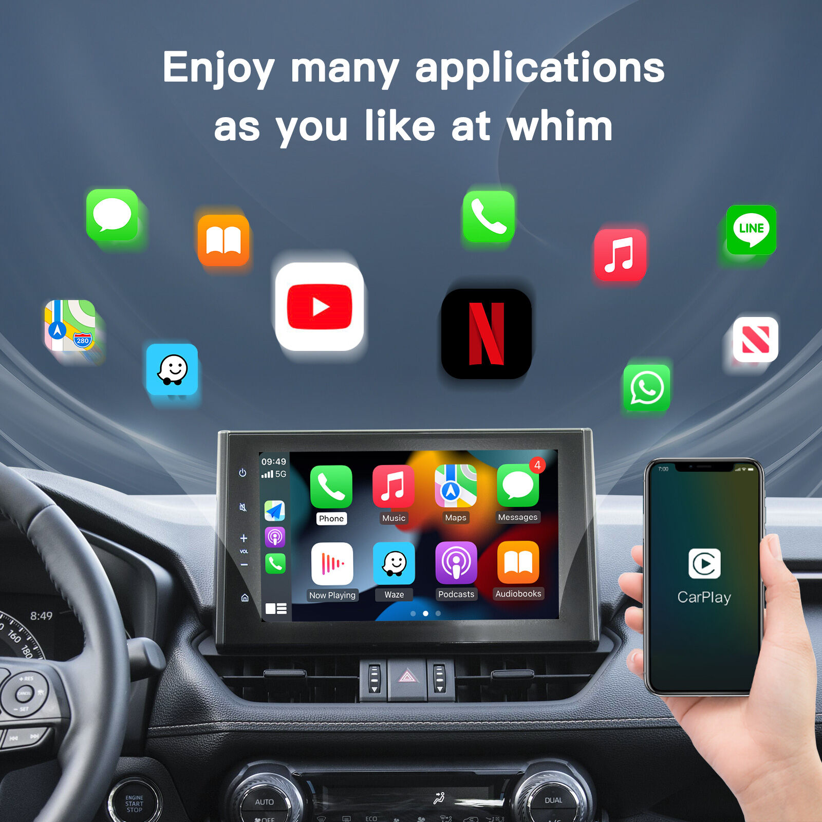 Compre Carabc Android Sem Fio Carplay Ai Box Android Auto Adaptador