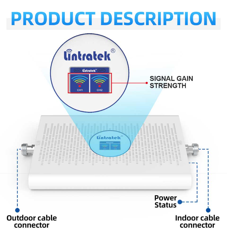 Lintratek Booster B28 700 850 Mhz Dual Band 70 Dbi Gain 23 Dbm Alc 2g