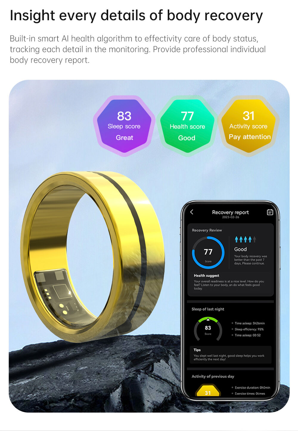 Buy Wholesale China Smart Ring Health Tracker To Monitor Sleep And