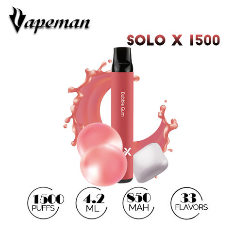 China Original Vapeman Solo X Disposable Device Kit 1500 Puffs 850mAh