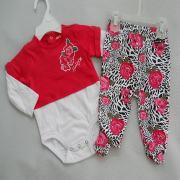 Hurley 2 Pcs Set Baby Clothes Long Sleeves Body Suit Footed Pant