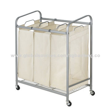 3 Bag Laundry Sorter With Wheels Beige Global Sources 3 Bag Laundry Sorter China