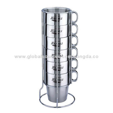 300ml 6 Piece Double Wall Stainless Steel Coffee Mug Set In Wire Stainless Steel Coffee Mug Set China