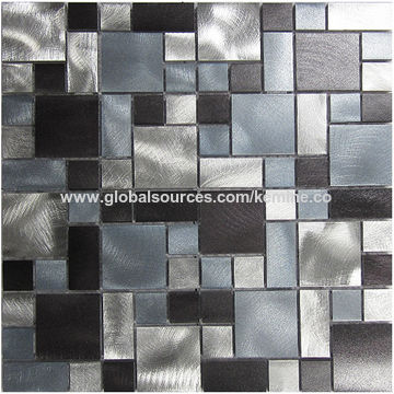 Aluminum Metal Mosaic Tile Silver Blue And Black Brushed Background China Aluminum Metal Mosaic Tile Silver Blue And Black Brushed Background Decoration Lfb22