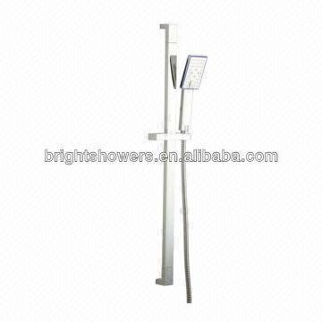 Rectangular Stainless Steel Sliding Bar Set Chrome With Hand Shower China Rectangular Stainless Steel Sliding Bar Set Chrome With Hand Shower Holder Bathroom