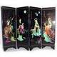 Lacquer-Painted 4-Leaf Folding Screen