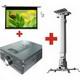 Home Cinema Package - Zoom Projector, Motorized Screen, and Ceiling Mount