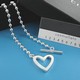 Silver Beaded Necklace with Heart Pendant
