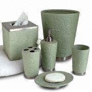 Metal Bath Accessories/Set with Ceramic Green Leaves Pattern ... Metal Bath Accessories/Set with Ceramic Green Leaves Pattern ...