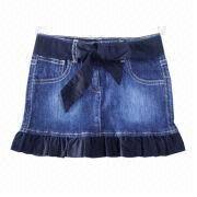 Children's Med Blue Denim Jeans Skirt Manufacturers