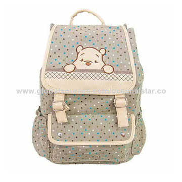 China Girl S School Backpacks Made Of Canvas In Khaki With Small