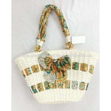 China Vogue Las Beach Straw Handbags Decorate With Trendy China Vogue Las Beach Straw Handbags Decorate With Trendy Printed Bands