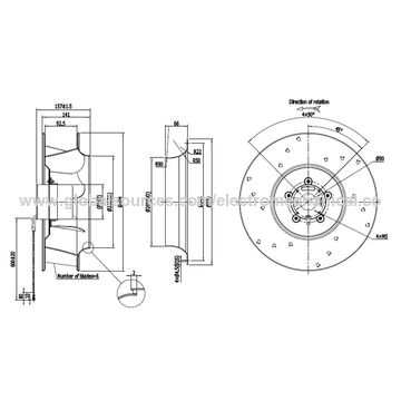 China 48vdc 400mm diameter DC centrifugal fan with backward-curved ...