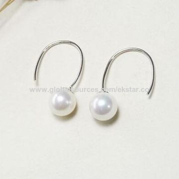 China 2017 New Design Platinum Plated For Women S Ear Pearl China 2017 New Design Platinum Plated For Women S Ear Pearl Sterling Silver Hoop Earrings