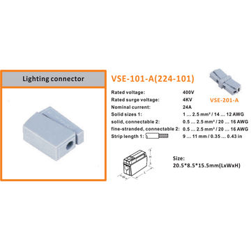 100 pieces Wago 224-112 2-Conductor Lighting Terminals 2.5 mm²