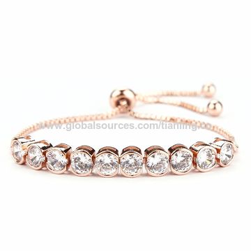 China Adjule Cubic Zirconia Crystal Cake Shape Zircon Bracelets China Adjule Cubic Zirconia Crystal Cake Shape Zircon Bracelets For Women In White Gold Plated