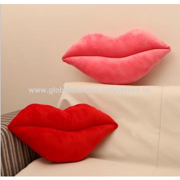 China Customize Big Red Lip Shaped Plush Soft Cushion Plush