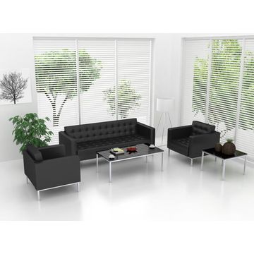 China Clic Synthetic Luxury Black Office 3 Seater Pu Sofa Set Office 3 Seater Pu Sofa Set