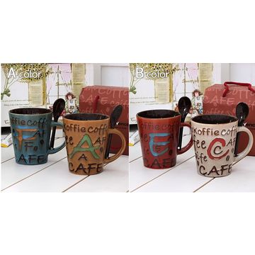 China Hand Painted Ceramic Coffee Mug With Spoon Stoneware Mugs On China Hand Painted Ceramic Coffee Mug With Spoon Stoneware Mugs