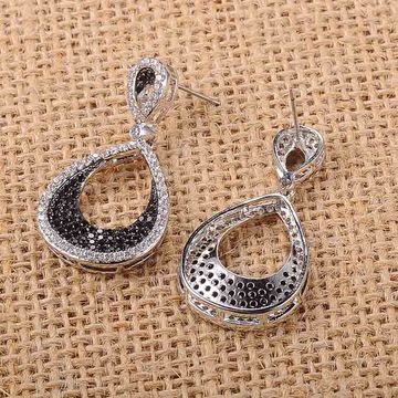 China Jewelry Black Nano Zirconium Gem Suspended Faceted Black Nano Zirconium Gem Suspended Faceted Teardrop Earrings