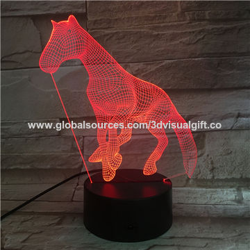 Cheval Lampe 3D Illusion Animal Night Light LED Blanc Chaud Lampes