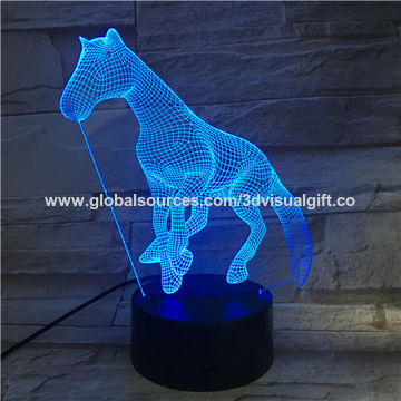 Cheval Lampe 3D Illusion Animal Night Light LED Blanc Chaud Lampes