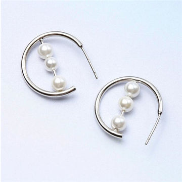 China 2018 New Design Platinum Women S 925 Sterling Silver Pearl China 2018 New Design Platinum Women S 925 Sterling Silver Pearl Hoop Earrings