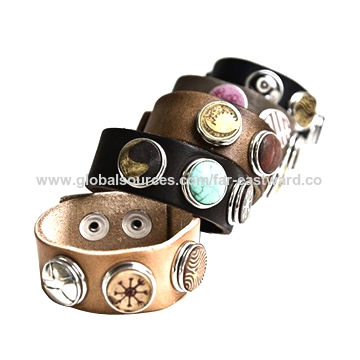 China Chunk Snap Leather Bracelet Decorated With Charms And Diy On China Chunk Snap Leather Bracelet Decorated With Charms And Diy