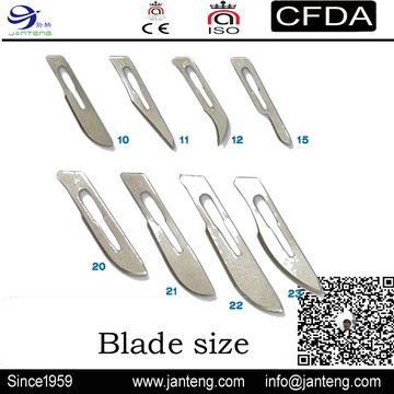 scalpel blade size chart