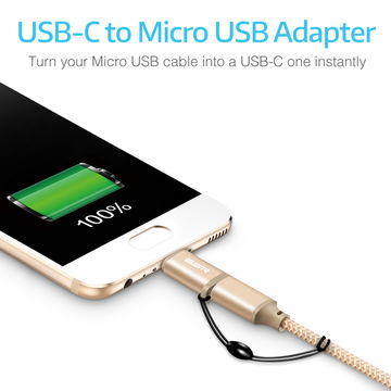 Adaptador Aluminio Usb C A Micro Usb + Correa Antiperdida