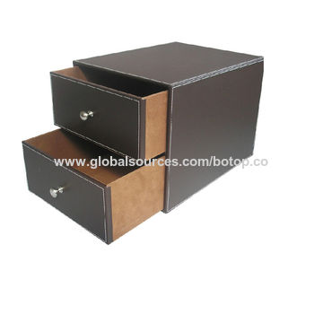 China Leather Desktop Drawers Storage Box Stationery Drawer