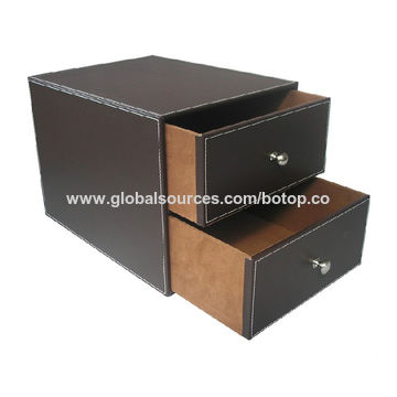 China Leather Desktop Drawers Storage Box Stationery Drawer