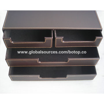 China Leather Desktop Drawers Leather Drawer Organizers From